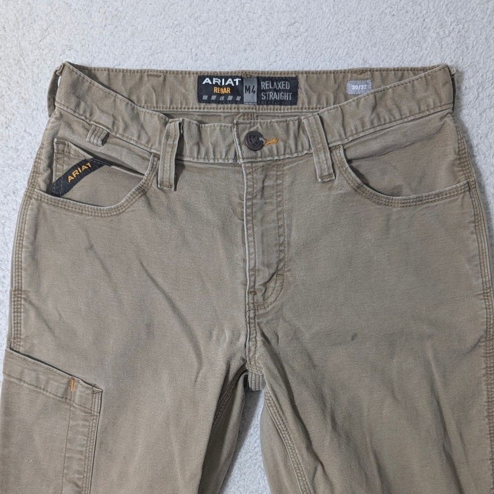 Ariat Rebar M4 Pants Mens 30/32 Khaki Relaxed Straight Stretch 10030239